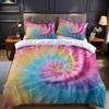 Single Bed Bedding Colorful Tie-dye Patterns Bed Comforter Duvet Cover with Zipper and Pillowcase 50x75 Cm Purple for All Season