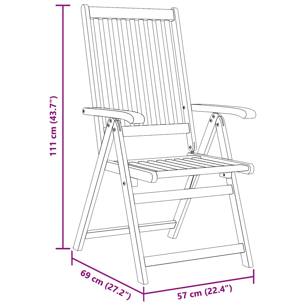 Garden Chairs 2 pcs. Foldable Solid Acacia Wood Brown