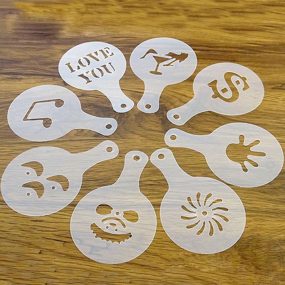 Reusable Mold Coffee Milk Cake  Cupcake Stencil Template Coffee Barista Cappuccino Template Strew Pad Duster Spray Tools 13 Type