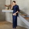 1011 new cheongsam retro elegant long slim dress high slit wrinkled lace edge performance clothing