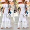 New European and American independent station fashion one-word neck splicing lace dress wholesale