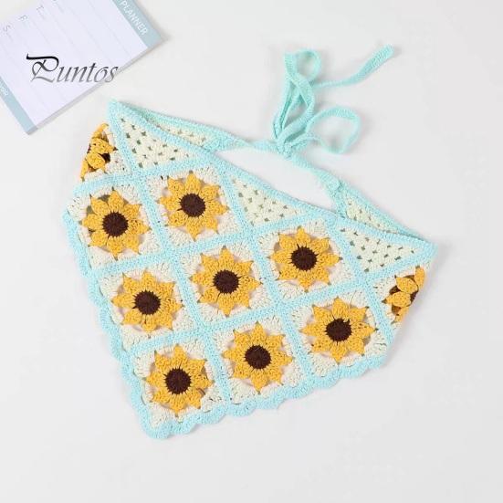 Готический вязаный крючком головной платок с цветочным узором на шнуровке, дышащий эластичный головной убор с растительным узором, аксессуары для волос