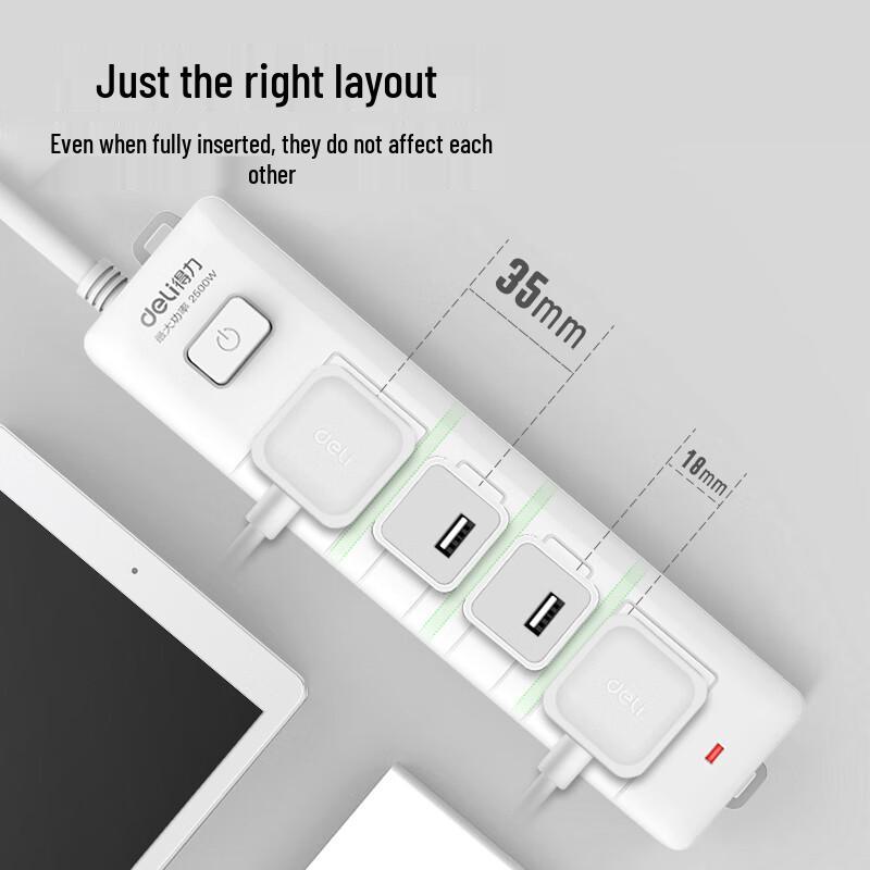 Deli 4-Outlet Safety Power Strip with Master Switch, 3m CN plug (adapter included)
