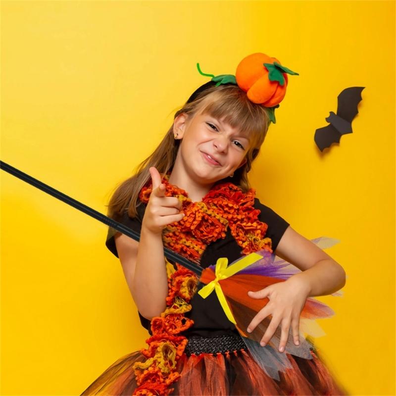 1PC Halloween Witch Broom Kids Plastic Cosplay Broom Props for Costume Party