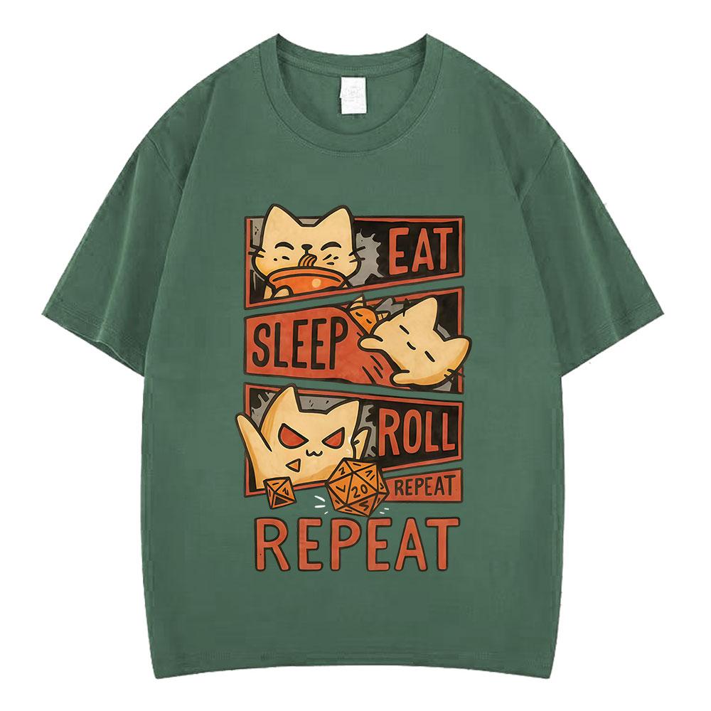 Whimsical Cat DnD Funny Meme Tshirt Unisex Women Vintage Loose Casual T Shirts Summer Cotton Fashion Oversized Tshirts Streetwear