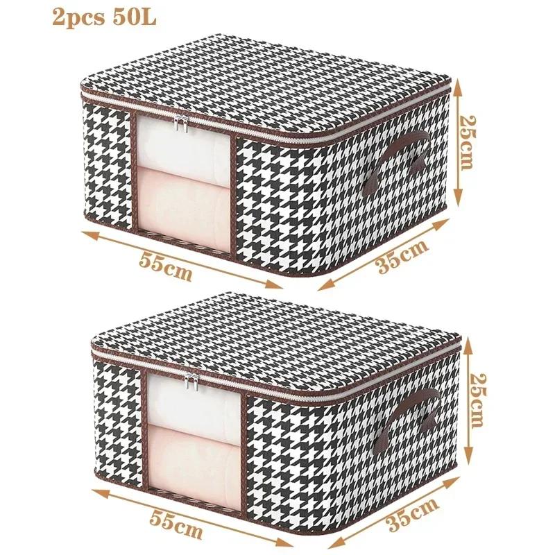 Видимый ящик для хранения большой емкости, портативный органайзер для одежды для дома с ручками, складной пылезащитный контейнер на молнии для одеял