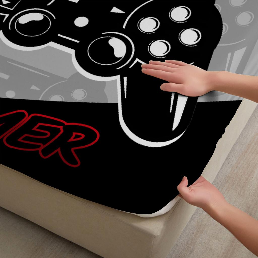 1 Gamepad digital printed frosted Fitted Sheetbedroom printed bed coverbedding(No pillowcase)