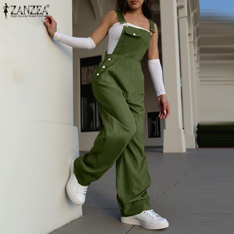 ZANZEA Женские повседневные комбинезоны без рукавов, длинные комбинезоны