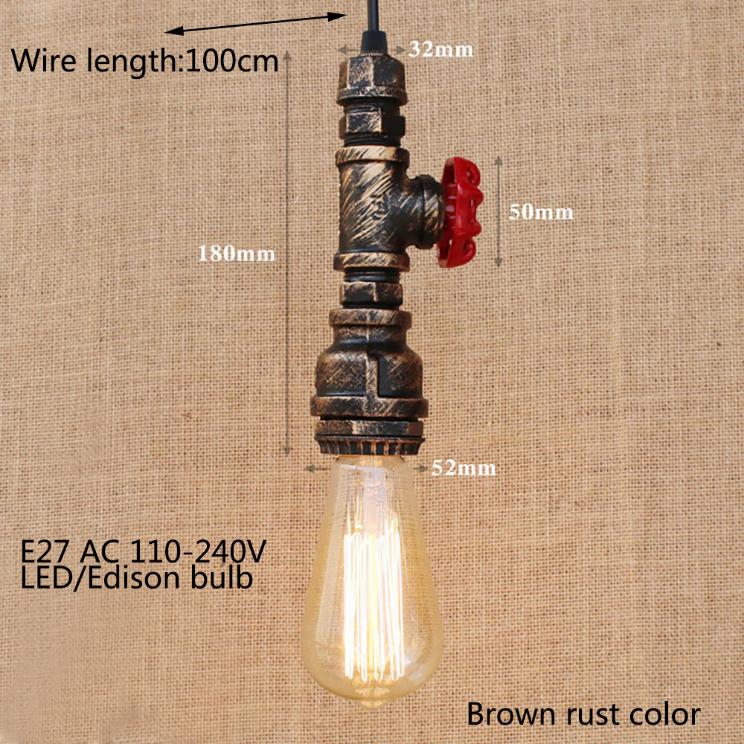 Лофт, промышленный железный водопровод, паровой панк, винтажный подвесной светильник, шнур E27, светодиодные подвесные светильники для спальни