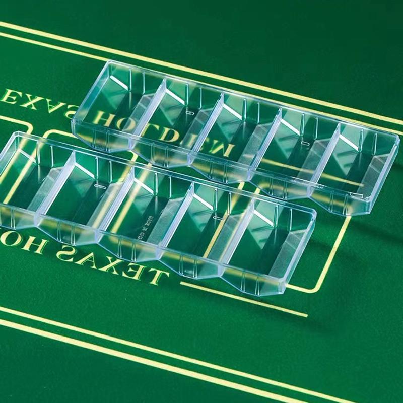 Professional Acrylic Poker Chip Holder Tray Holds 100 Chips Holder 5 Grids Organizer Display Cabinet Party Game