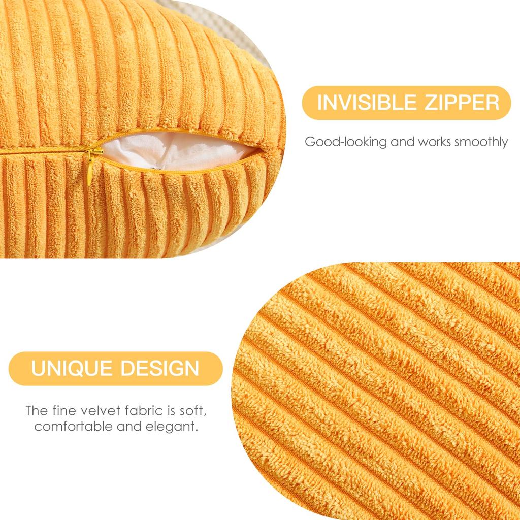 Otostar 45x45 см Скандинавский стиль Вельветовые Полосатые Подушки Набор Стильных и Милых Современный Дизайн На Молнии Чехлы на Подушки для Дивана Оранжевые Чехлы, 2, застежка,