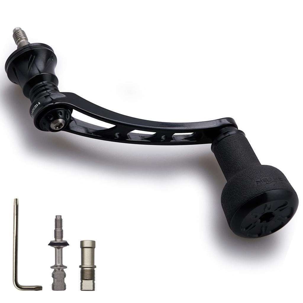HEIGHTEN 56mm Reel Handle with 24mm TPE Knob for Shimano and Daiwa Spinning Reels (Black) (477)