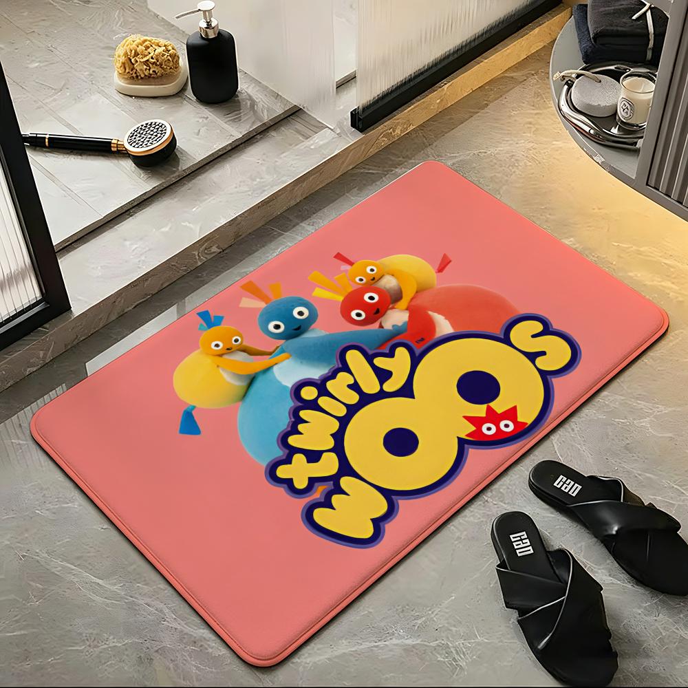 Cartoon T-Twirlywoos Floor Mat Soft Flannel Entrance Door Mat Non Slip Absorbent Bathroom Bedroom Floor Rug