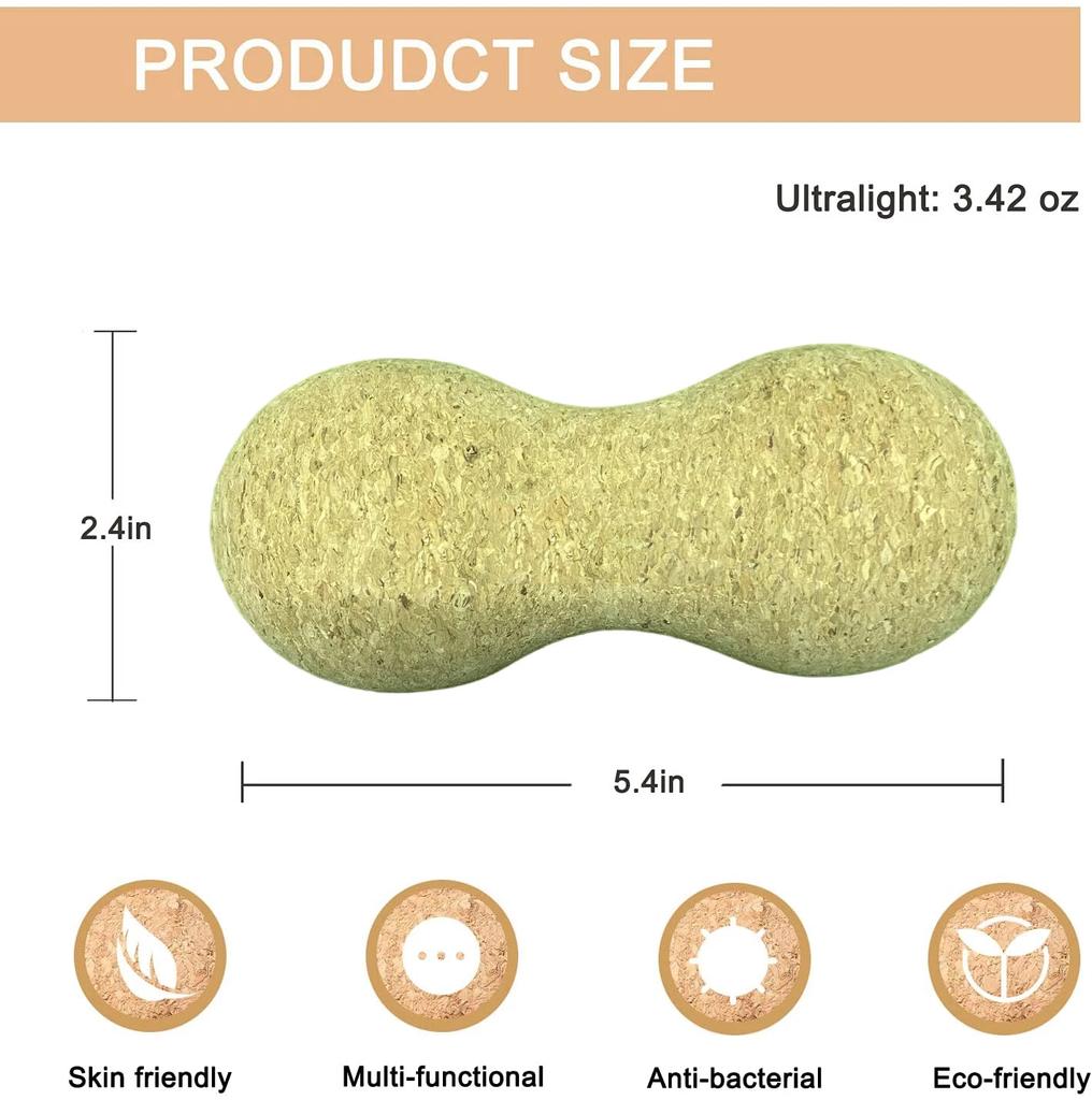 Массажный мяч из натуральной пробки, фасция, арахисовый мяч, блок для йоги, роликовый ролик для плеч, шейного отдела позвоночника, фасция, набор мячей для йоги, новые упражнения для фитнеса