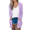 Women's Fashion Cardigan Lightweight Long Sleeve Button Loose With Pocket Solid Color Jacket