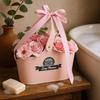 Soap Flowers Basket Bouquet Pink
