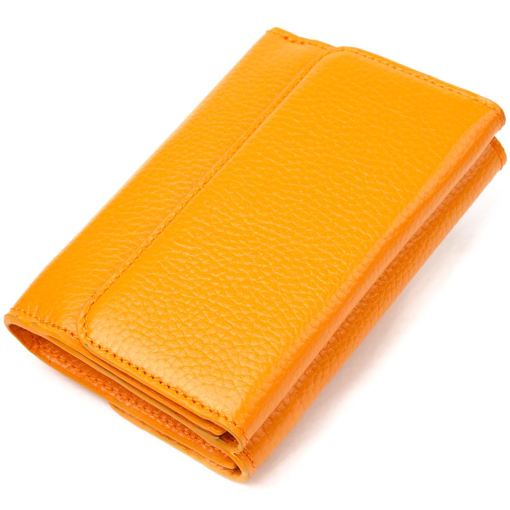 Яркий женский кошелек из натуральной кожи флотар CANPELLINI Wallet 21592 Желтый