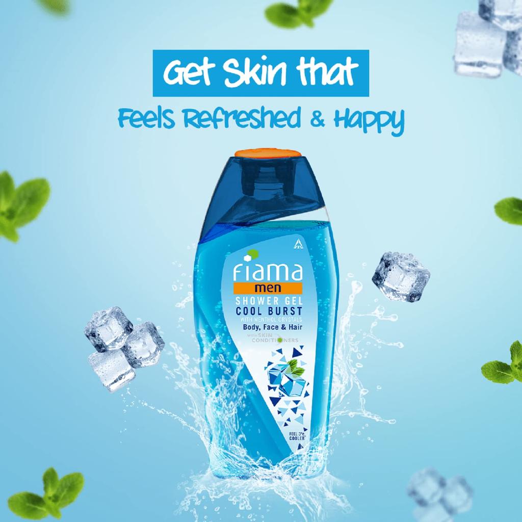Fiama Men Cool Burst Shower Gel 250ml Pack Of 1 Refreshing Menthol Body Wash For Fresh Skin