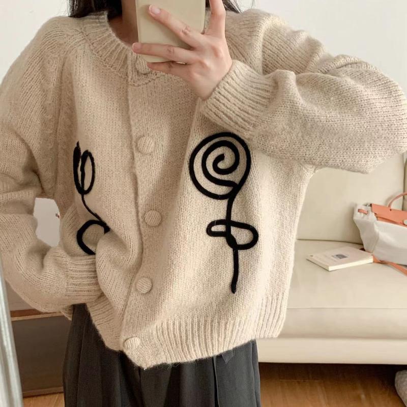 GMXIA Куртка-джемпер ручной работы, вязаная крючком, женская, осень и зима, новый дизайн, чувство темперамента, ленивый ветер, вязаный кардиган, топы