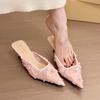 Womne's High Heel Slippers French Style Pointed High Heels Single Shoes Summer Women BaoTou Half-slippers Mules Slippers