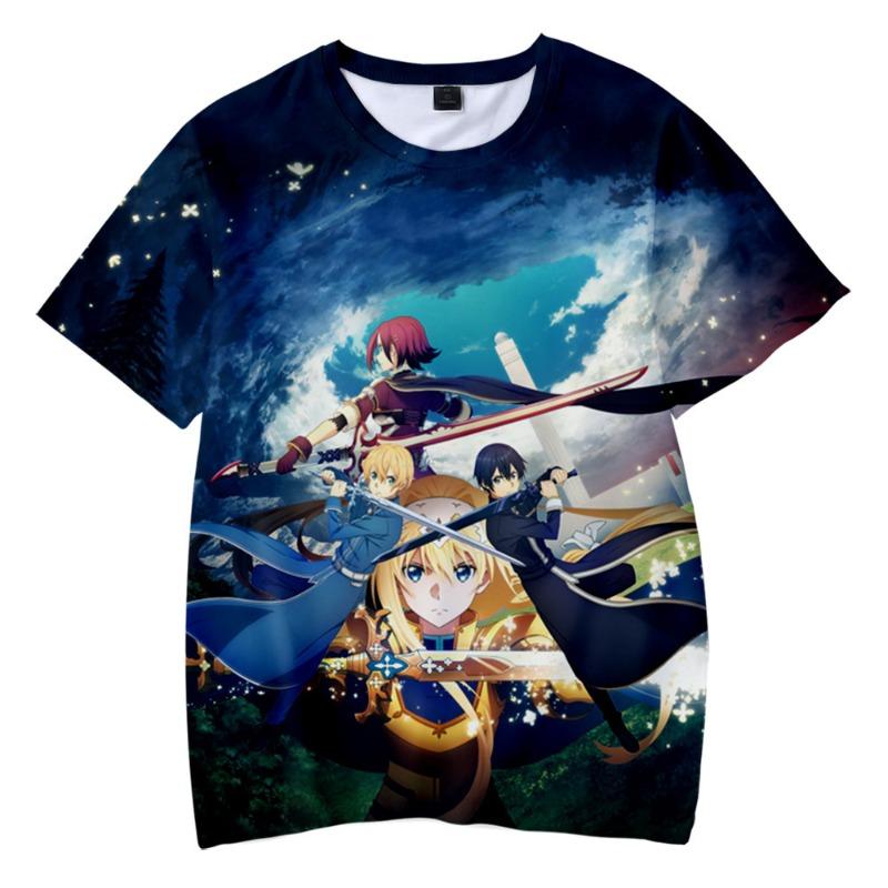 Summer 3D Digital Printed Children's Clothing Anime Sword God Domain Loose Casual Fashion Short Sleeved T-shirt
