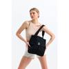 Black H0002 Covered 3-compartment Canvas Fabric Daily Women's Shoulder Bag L:35E:35