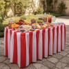 Elastic Red and White Striped Table Skirt Set Waterproof Table Cover  Circus Theme Party