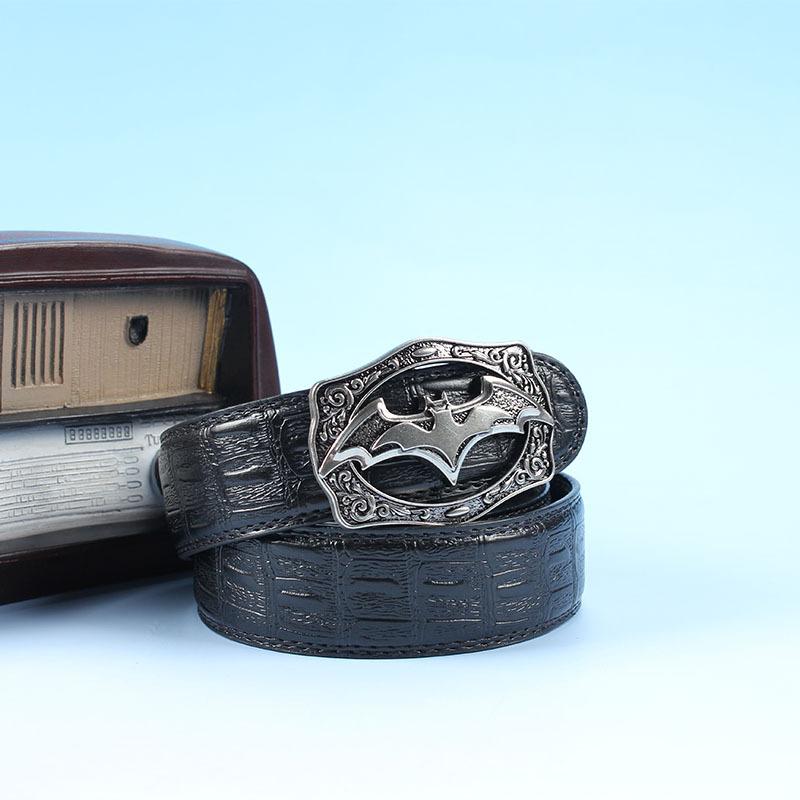 Men's Leather Belt with Automatic Buckle, Genuine Leather, Bronze Buckle, Faucet for Middle-aged and Young Business Casual Pants