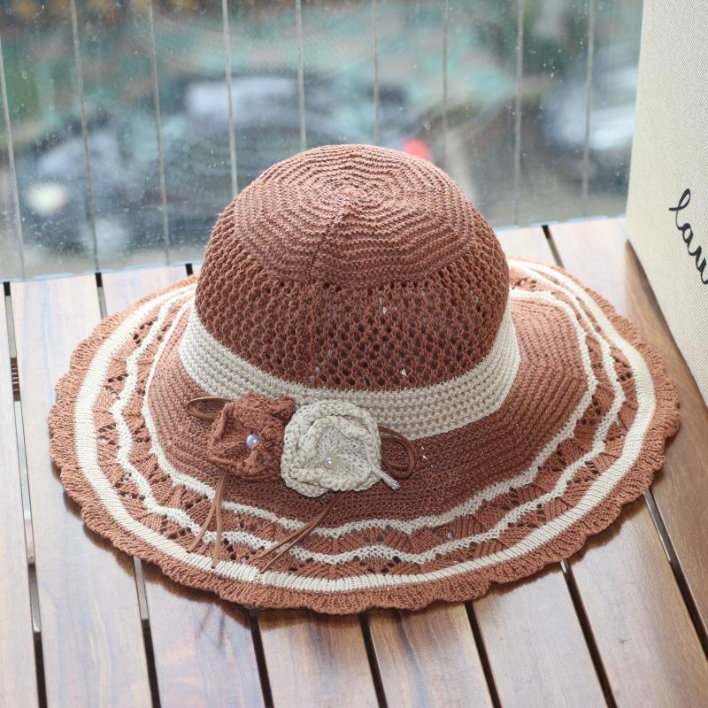 Women's Summer Knitted Straw Hat Foldable Korean Version Sun Protection Hat Beach Cool Hat Sun Hat
