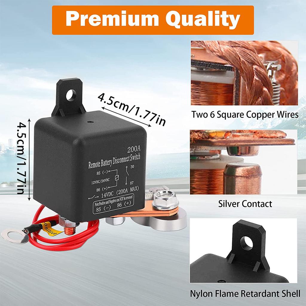 Дистанционный выключатель аккумулятора 12 В 200 А Выключатель аккумулятора Реле Противоугонный Пульт дистанционного управления Аварийный выключатель для автомобиля, лодки, дома на колесах, фургона