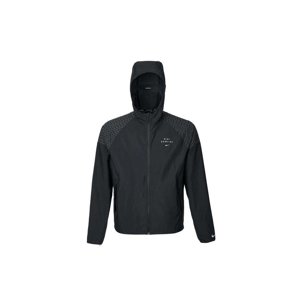 Nike Run Division Flash logo Reflective Printing hooded Running Jacket Black Men's CU7871-010