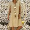 Женские хлопковые и льняные платья, летние с коротким рукавом, удобные дорожные пляжные платья, модная одежда для весеннего отпуска