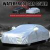 All Season Car Cover with Reflective Stripes Waterproof UV Reflective Snowproof Windproof Outdoor Vehicle Cover