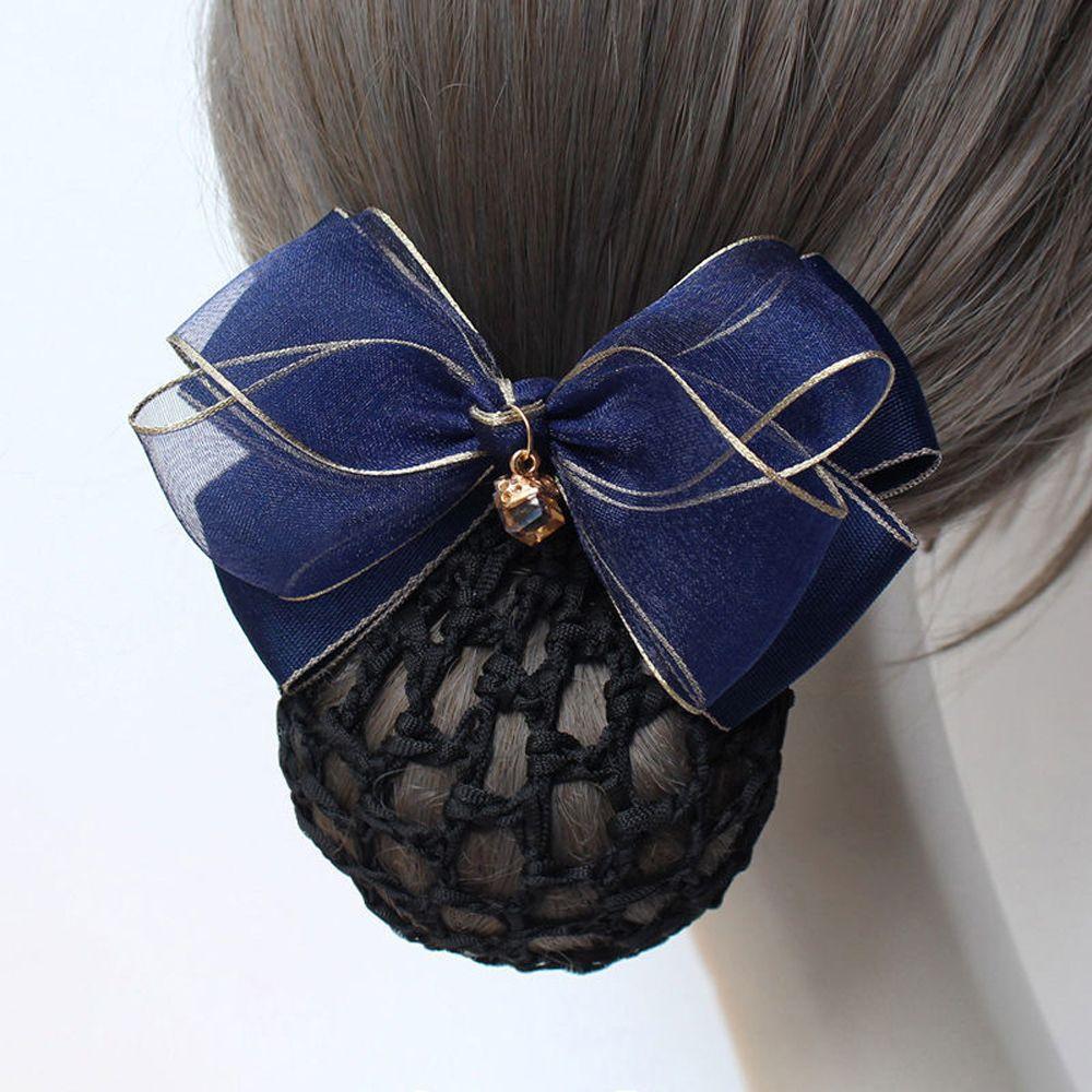 Simple Retro For Stewardess Nurse Cloth Spring Clip Mesh Snood Hairnet Bow headwear Women Headdress