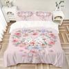 3pcs Love Flowers & Bunnies Printed Quilt Set - Soft and Comfortable Quilt Cover for Bedroom, Guest Room and Dormitory Decorative Bedding Se