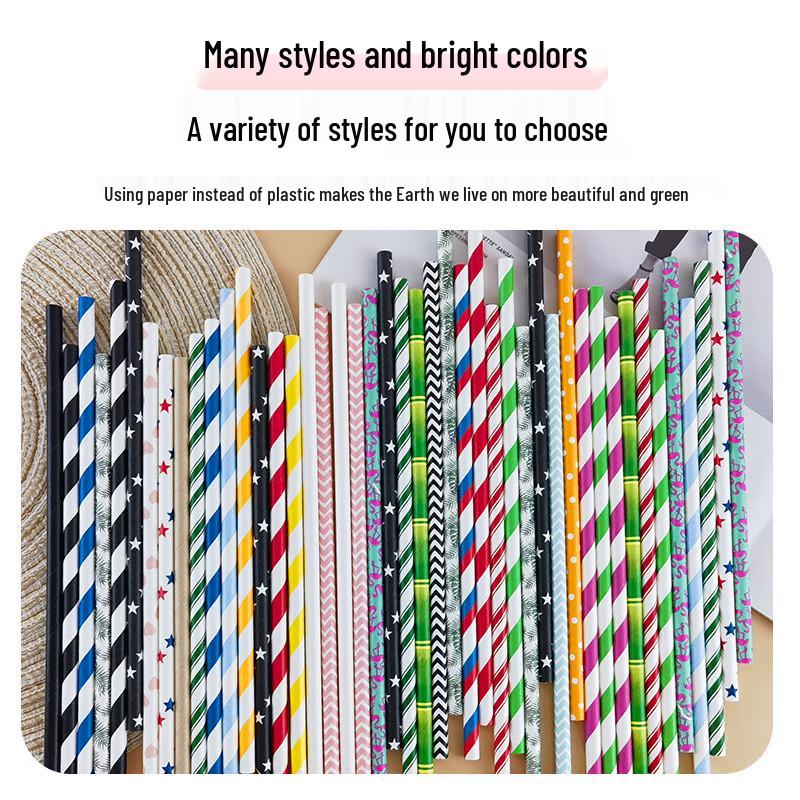 Mixed Color Biodegradable Paper Drinking Straws