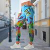 Womens Cute Graffiti Prints Stretch Yoga Leggings Fitness Running Gym Sports Active Pants