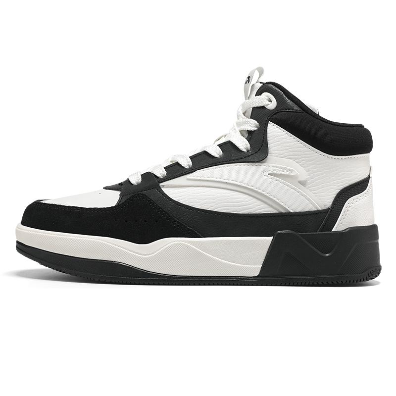 Anta Simple Versatile High-Top Skate Shoes Women Sneakers White Black 922348081-3