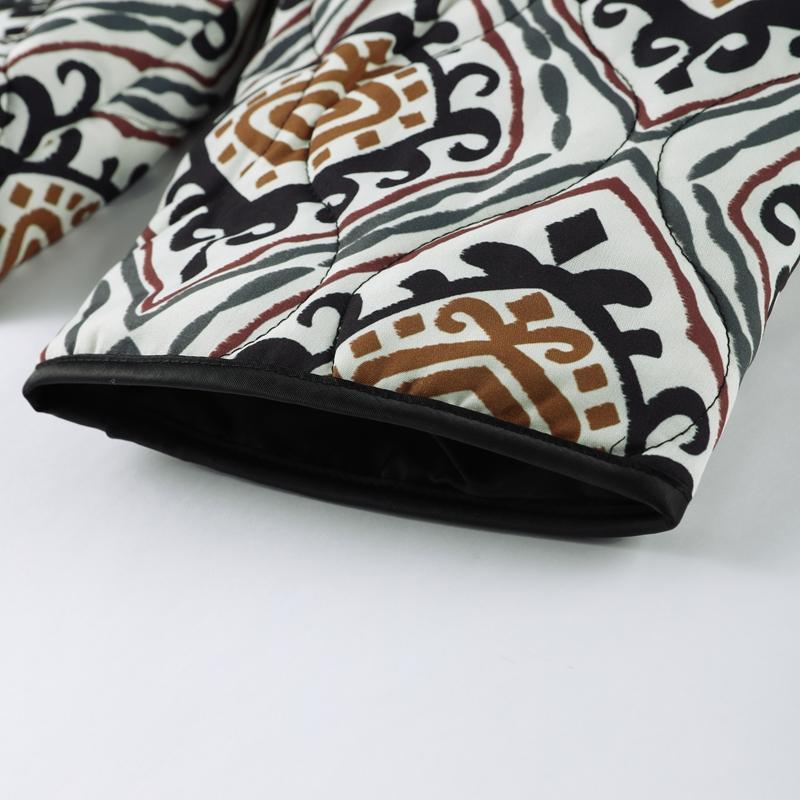 Printed Lace Up Cotton Jacket Lapel Cardigan Thick Warm Women's Oversize Coat Retro Ethnic Style Autumn/Winter 2025