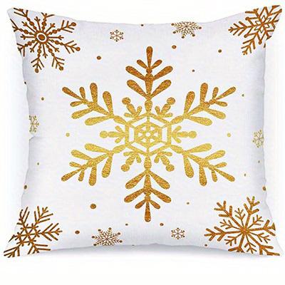 Short Plush Material Pillowcasehome Decor Golden Christmas-Themed Pillows With Festive Patterns Pattern Cushion Cover Suitable F
