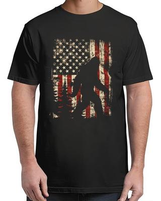 Bigfoot Sasquatch America Flag Patriotic Men Women T-Shirt For Unisex S-4XL