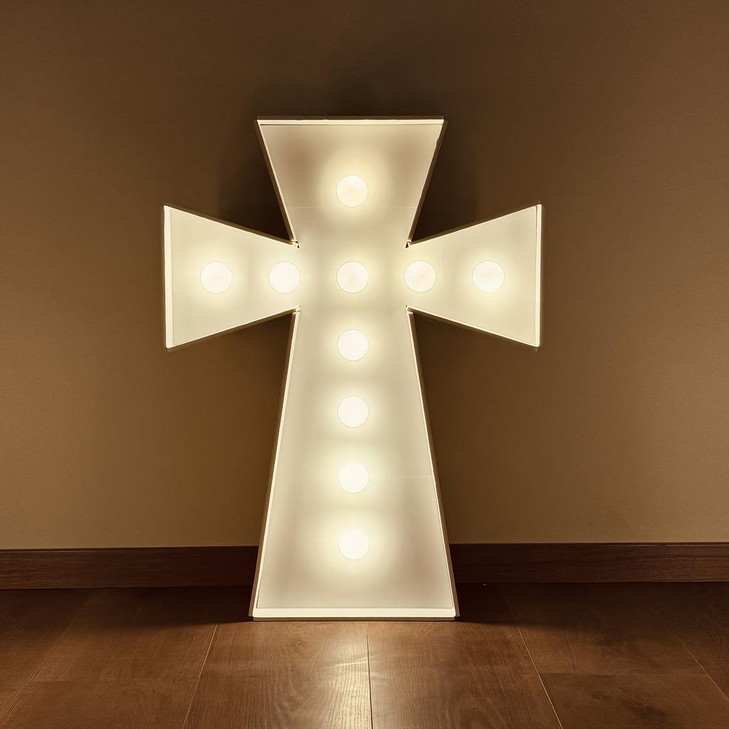 1Pc 64cm DIY Lighting Cross Frame KT Board Birthday Party Decorative for Wedding Party Anniversary Decoration Without Balloons