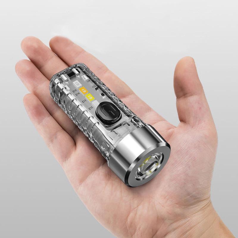 Многофункциональный перезаряжаемый миниатюрный брелок-светильник USB C светодиодный фонарь с магнитом УФ-портативный льняной фонарь для кемпинга