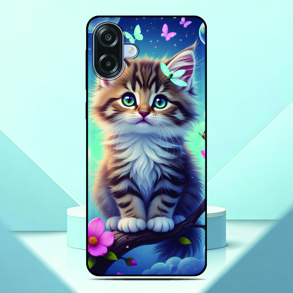 Милый котенок Аниме Чехол для телефона Samsung Galaxy A07 4G Расписной ТПУ Черная Задняя Крышка A 07 Мягкий Силикон Защитные Фундасы