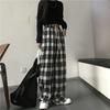 Black and White Plaid Pants Women Casual Loose Wide Leg Trousers Retro Straight Trousers Hip Hop Streetwear Plus Size
