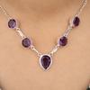 Натуральный Аметист Драгоценный Камень 925 Стерлинговое Серебро Ручной Работы Женские Ювелирные Изделия Дизайнерское Ожерелье 16-18" Для Подарка RN-3-6