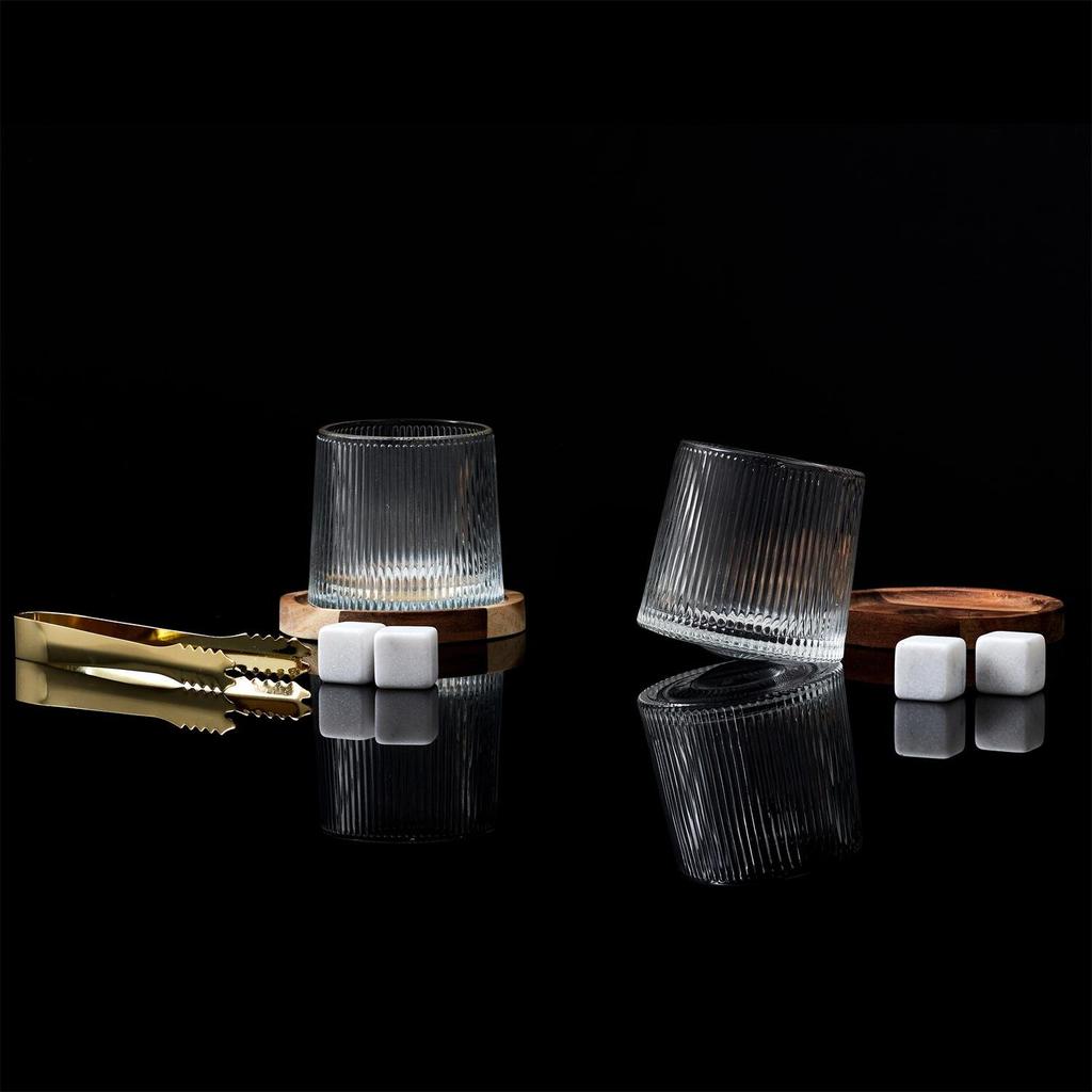 Set Of 2 Whiskey Glasses With Coasters