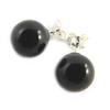 [M6719] - Black Agate 'Mineralia' Silver Earrings - 8 Mm