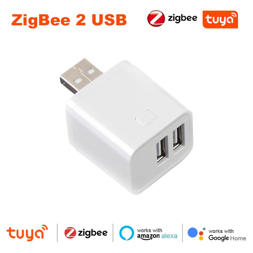 Tuya 1/2/3 Gang Smart USB Adapter WiFi Zigbee Plug APP Timing Control Switch 5V Mini DIY Controller Works With Alexa Google Home