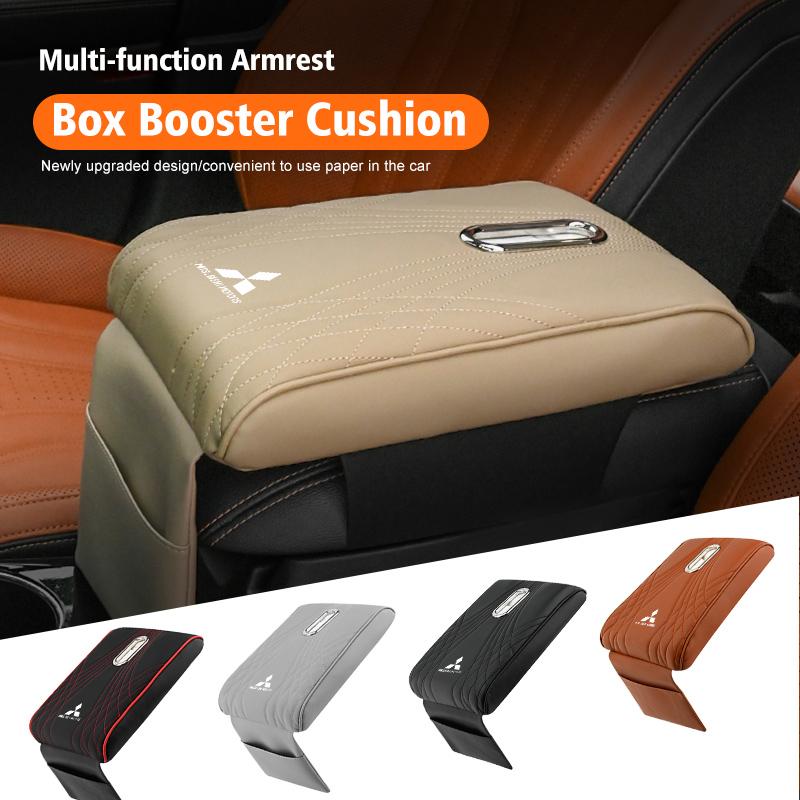 Car Armrest Mat Leather Tissue Box Storage Bag Multifunctional For Mitsubishi Outlander Pajero Sport Lancer EX ASX L200 Eclipse WJ4
